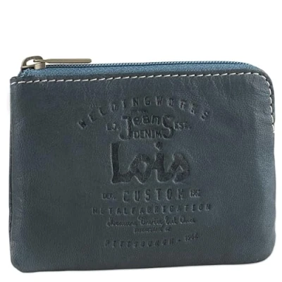 Afbeelding van Lois Porte Monnaie homme Cuir Souple Petit Format Bourse Multi Rangements Anti RFID. Carte Cuir. 11002, Blauw