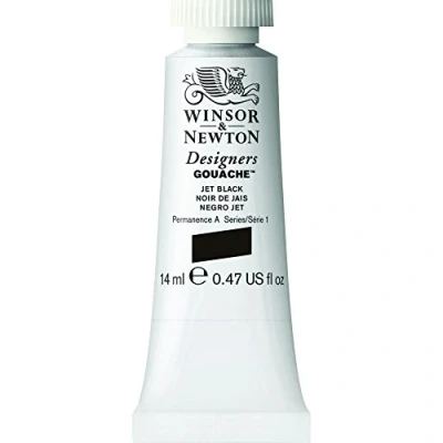 Afbeelding van Winsor &amp; Newton 8840476 Designers Gouache, fijnste kunstschilderverf, dekkend, hoogwaardige pigmenten 14ml Tube, Jet Black