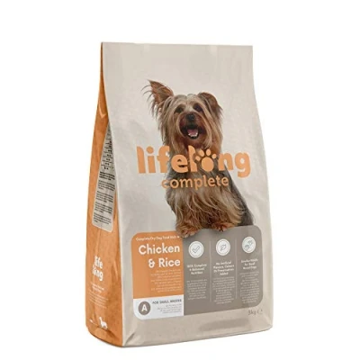 Afbeelding van Amazon merk: Lifelong compleet droogvoer voor volwassen (VOLWASSEN) kleine honden, rijk aan kip en rijst, 1 x 3 kg