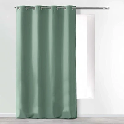 Afbeelding van douceur d&#039;intérieur, Gordijn met ogen, 140 x 260 cm, salie, microvezel, effen