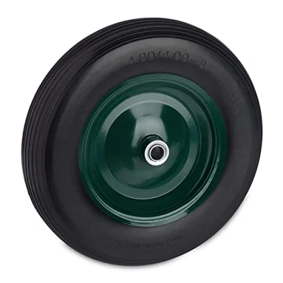 Afbeelding van Relaxdays kruiwagenwiel 4.80 4.00 8 kruiwagenband stalen velg bolderkarwiel groen