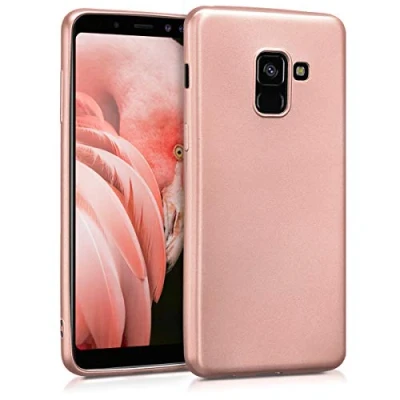 Afbeelding van kwmobile telefoonhoesje geschikt voor Samsung Galaxy A8 (2018) Hoesje smartphone Back cover in metallic roségoud