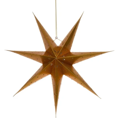 Afbeelding van Papieren kerstster Ø 60 cm (7 punts, Batterijen, Geperforeerd, Binnen, Goud)