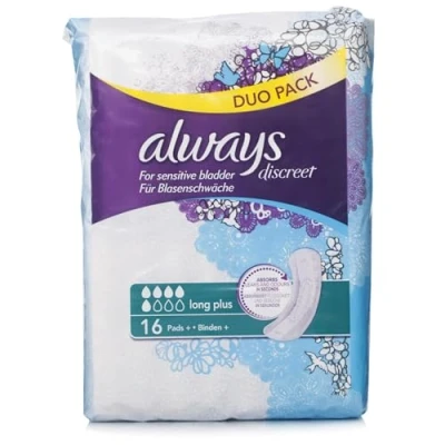 Afbeelding van Always Discrete incontinentiepads, lang, Plus, 16 handdoeken, GROTERE PACK, geurneutralisator, voor gevoelige blaas