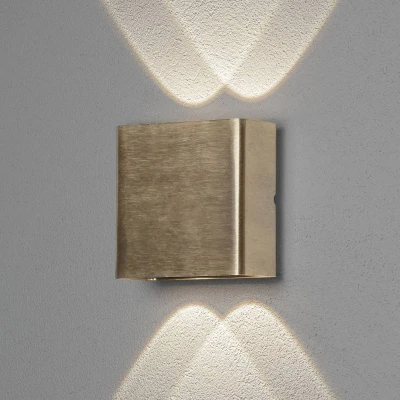 Afbeelding van Konstsmide Chieri 2x2 7891 800 Buitenlamp (wand), Wandlamp Energielabel: F (A G) LED 4 W Messing (geborsteld)