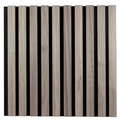 Afbeelding van Proviston Akoestische 3D wandpanelen, 4 stuks, gefineerd mdf houten lamellen in de kleur walnoot, vilten ondergrond als dragermateriaal, 400 x 21 mm
