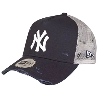 Afbeelding van New Era York Yankees Navy MLB Distressed A Frame Verstelbare Trucker Cap One Size, blauw/grijs, size