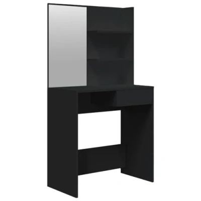 Afbeelding van Make up tafel Met Spiegel 74,5X40X141 Cm Gerookt Eikenkleurig Zwart