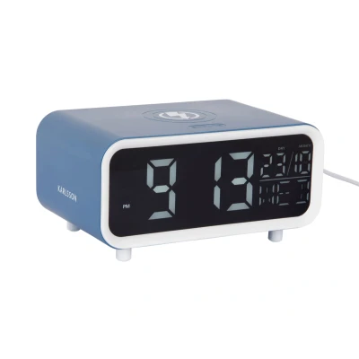 Afbeelding van Karlsson Wekker Chunky LED Met Telefoonoplader Blauw 17x11x8,6cm Nice thingZ alarmklok