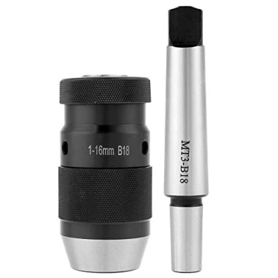 Afbeelding van 【2020 Promotie Eindejaar 】45# Staal Zelf Tighten Keyless draaibank Boor met MT3 B18 Taper Arbor 1 16mm Capaciteit