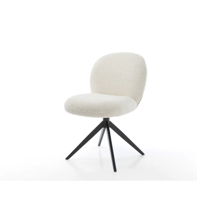Afbeelding van DELIFE Draaistoel Nube Flex bouclé wit kruisframe breed zwart 360 draaibaar rocker functie pocketveer kern