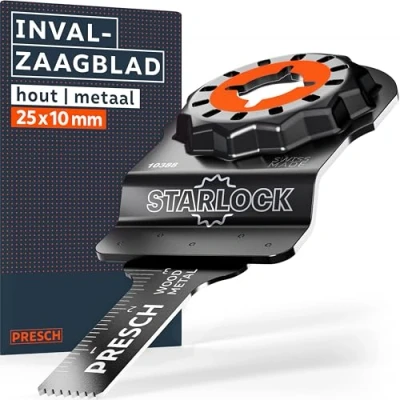 Afbeelding van Presch Multitool Zaagblad Hout &amp; Metaal 25x10mm Starlock voor gereedschapsloos vervangen Precies zagen met BI metalen tanden offset ontwerp Nauwkeurig accessoire