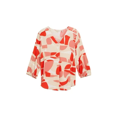 Afbeelding van TOM Tailor MIT Muster Blouse, Dames, Maat: 42, Red dots and shapes design