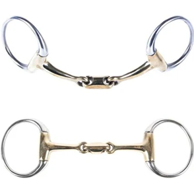 Afbeelding van Harry&#039;s Horse Bustrens gold brass dubbelgebroken oval link 14,5 Zilver/goud