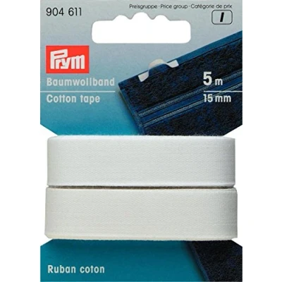 Afbeelding van Prym 904611 Nastro di Cotone 15 mm Bianco, 100% CO, 5 unità