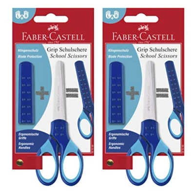 Afbeelding van Faber Castell Schoolschaar Grip met lemmetbeschermer (2 x blauw)