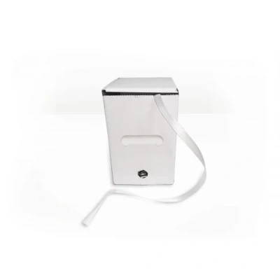 Afbeelding van Polyesterband 16 Mm X 200mtr + 100 Gespen In Dispenserdoos Wit (1 Rol Band Gespen)