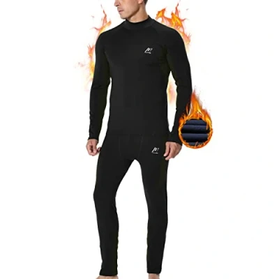 Afbeelding van MeetHoo thermo ondergoed voor heren, functioneel met rolkraag, ski ondergoed, winter, set, ademend, warm onderhemd en thermische broek mannen,