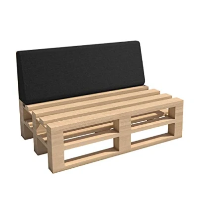 Afbeelding van Chilly Pilley Pallet Kussen Tuin Pad Binnen Buiten Wasbaar Afneembaar Zitkussen Rugkussen (Rugkussen 120x40x10/20, Zwart)