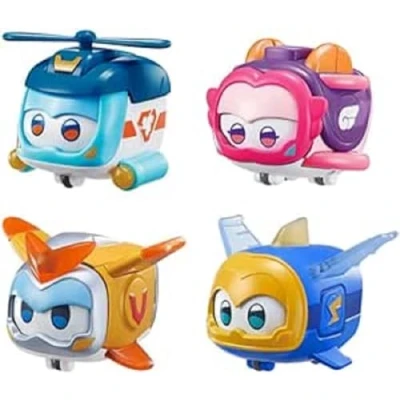 Afbeelding van Super Wings EU770491 Pets in 4 pack, ca. 4,3 cm grote Huisdieren met verwisselbare gezichtsuitdrukkingen en lichteffecten, voor kinderen vanaf 3 jaar