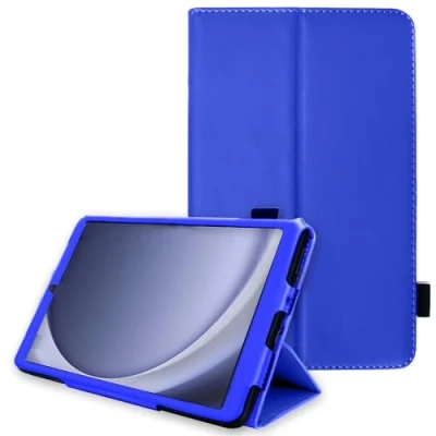 Afbeelding van TECHGEAR lederen hoesje voor Samsung Galaxy Tab A9 8,7 inch (SM X110 / SM X115) Premium PU slanke folio standaard met handriem [blauw]
