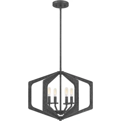 Afbeelding van Quoizel LED Pendelarmatuur Vanguard 4X E14 Max 40W Dimbaar Old Black