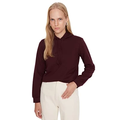 Afbeelding van Trendyol Rood Normaal/Regular Fit Basic Dun Gebreid Sweatshirt Met Capuchon Twoaw20Sw0059