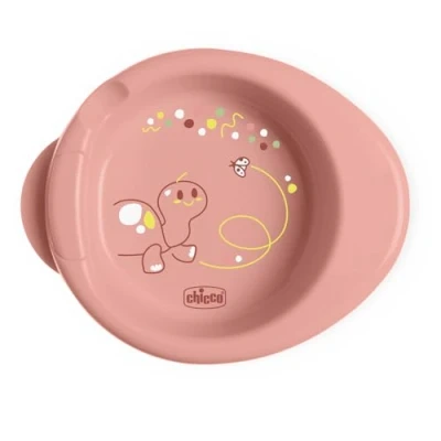 Afbeelding van Chicco Warme platte borden voor baby&#039;s en kinderen, thermobord babyvoeding met warmwaterreservoir, antislip onderkant ergonomisch design, 0% BPA, 6 maanden, roze