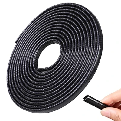 Afbeelding van Romon Deurrandbescherming voor auto&#039;s, 5 m, van rubber, zonder lijm, U vorm, randbescherming limousine, vrachtwagen, SUV (zwart)