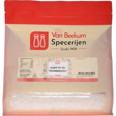 Afbeelding van Van Beekum Specerijen Fleur De Sel Piramidezout 1 kilo (hersluitbare stazak)