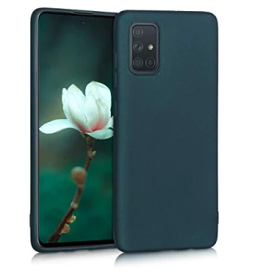 Afbeelding van kwmobile telefoonhoesje compatibel met Samsung Galaxy A71 hoesje Zachte case voor smartphone Back cover in metallic petrol