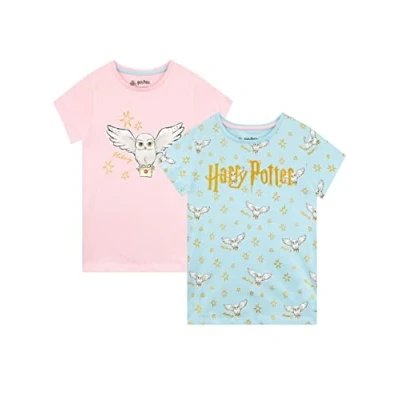Afbeelding van Harry Potter Meisjes Hedwig T Shirt 2 Pack Top met Korte Mouwen voor Kinderen Pak Twee 152 Veelkleurig