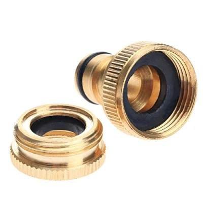 Afbeelding van DRELD Messing slangkraan connector 2 in 1, 1/2&quot; &amp; 3/4&quot; BSP tuinslangkraan, tuinkraan adapter voor tuinslang, wasmachine (2 1 kraan)