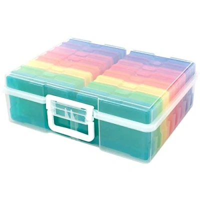 Afbeelding van Craftelier Draagbare transparante opbergdoos met 16 mini kleuren dozen voor foto&#039;s, ambachten en andere scrapbooking materialen handwerk Afmetingen 38,10 x 2,30 12,70 cm