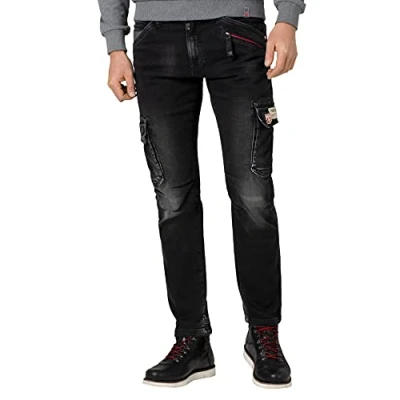 Afbeelding van Timezone Rogertz Regular vrijetijdsbroek voor heren, Black Brush Wash, 30W 32L EU, Zwarte borstel wassen, x