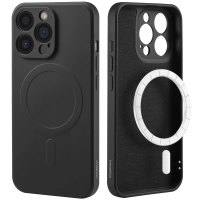 Afbeelding van Apple iPhone 13 Pro MagSafe Hoesje Siliconen en TPU (zacht) iMoshion Softcase/Backcover Zwart Telefoonhoesje