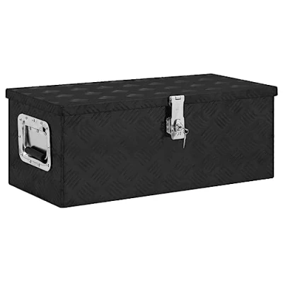 Afbeelding van vidaXL Opbergbox 70x31x27 cm aluminium zwart