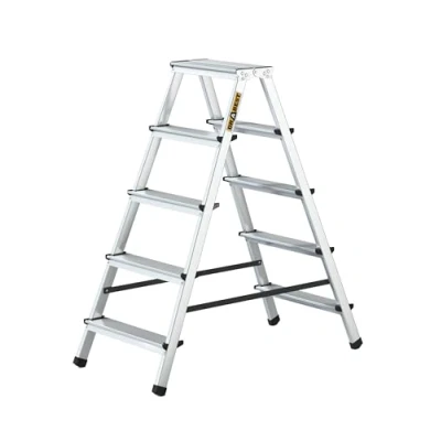 Afbeelding van Drabest 5 Traps Aluminium Dubbelzijdige Huishoudladder, Capaciteit 125kg Trapladder met Werkladderplatform Ladders Multifunctioneel Trapladders Treden 46 x 109 16cm