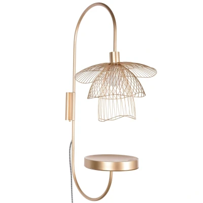Afbeelding van Forestier Papillon wandlamp met plateau champagne