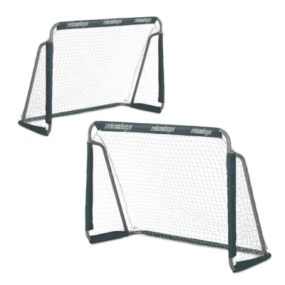 Afbeelding van Relaxdays voetbaldoel set van 2 voetbalgoal kind tuin metalen kinderdoel met net