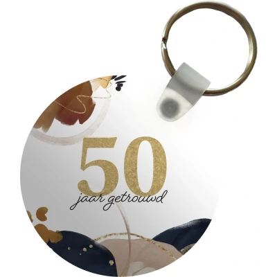 Afbeelding van Sleutelhanger Huwelijk 50 jaar getrouwd Spreuken Quotes Trouwen Plastic Rond Uitdeelcadeautjes