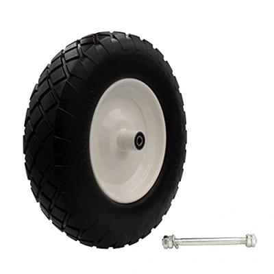 Afbeelding van PU kruiwagenwiel met precisiekogellagers, massief rubber, reservewiel voor kruiwagens, lekvrije banden