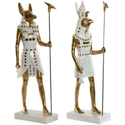 Afbeelding van Decoratieve figuren Home ESPRIT Wit Gouden Hars Orientaals Egyptenaar 7 x 11,5 36 cm (2 Stuks)