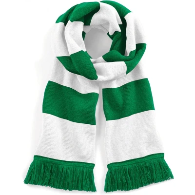 Afbeelding van Beechfield Gestreepte sjaal Stadium B479 Kelly Green / White