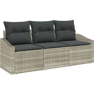 Afbeelding van vidaXL Tuin Sofa Set van 3 Grijs