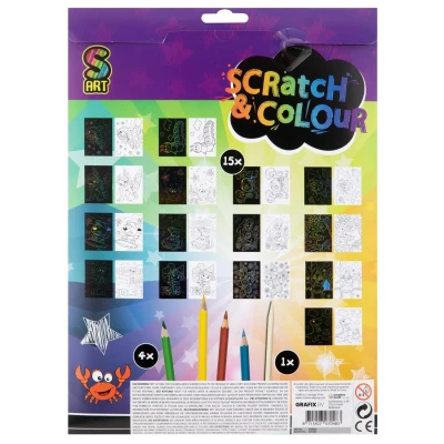 Afbeelding van Grafix Knutselset Scratch en Kleuren A4
