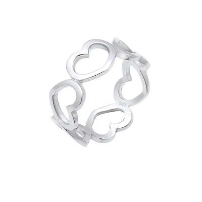 Afbeelding van Elli Heart Chain Ring, Dames, Maat: 54, Silber