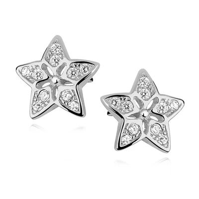 Afbeelding van JoyS Zilveren ster oorbellen 8 mm zirkonia gehodineerd