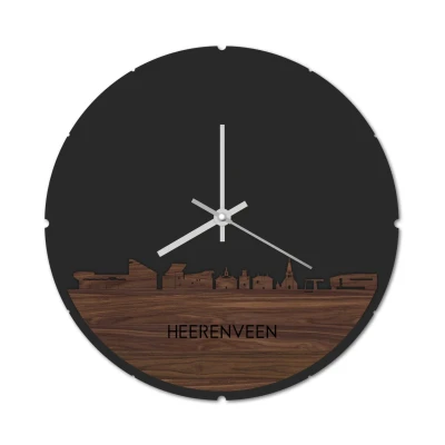 Afbeelding van Skyline Klok Rond Heerenveen Noten