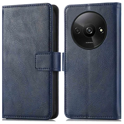 Afbeelding van Xiaomi Redmi A3 Hoesje Kunstleder iMoshion Bookcase Donkerblauw Telefoonhoesje